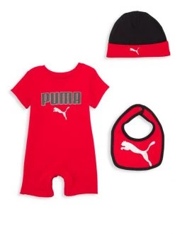 Puma Baby's 3-Piece Jersey Romper, Bib & Hat Set For Kids