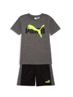 Puma Little Boy's Jersey Tee & Mesh Shorts 2-Piece Set For Kids
