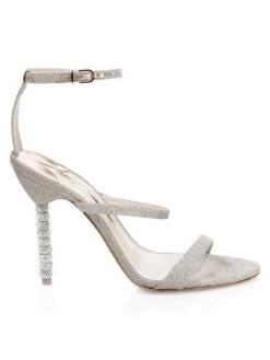 Sophia Webster Rosalind Embellished-Heel Glitter Leather Sandals