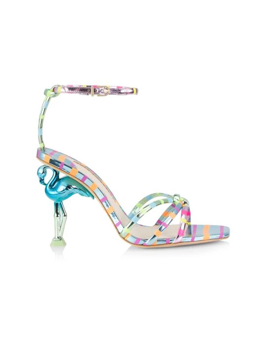 Sophia Webster Flo Flamingo Stripe Metallic Leather Ankle-Strap Sandals 3 Sophia Webster Flo Flamingo Stripe Metallic Leather Ankle-Strap Sandals