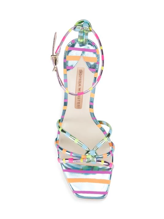 Sophia Webster Flo Flamingo Stripe Metallic Leather Ankle-Strap Sandals 7 Sophia Webster Flo Flamingo Stripe Metallic Leather Ankle-Strap Sandals - Image 5