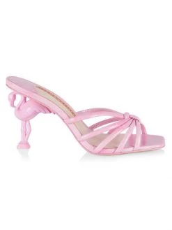 Sophia Webster Flo Flamingo Patent Leather Mid-Heel Mules