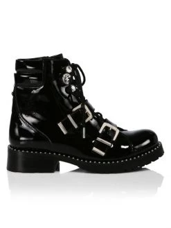 Sophia Webster Ziggy Crystal-Embellished Patent Leather Biker Boots