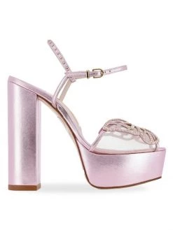 Sophia Webster Farfalla Metallic Leather Embellished Platform Sandals